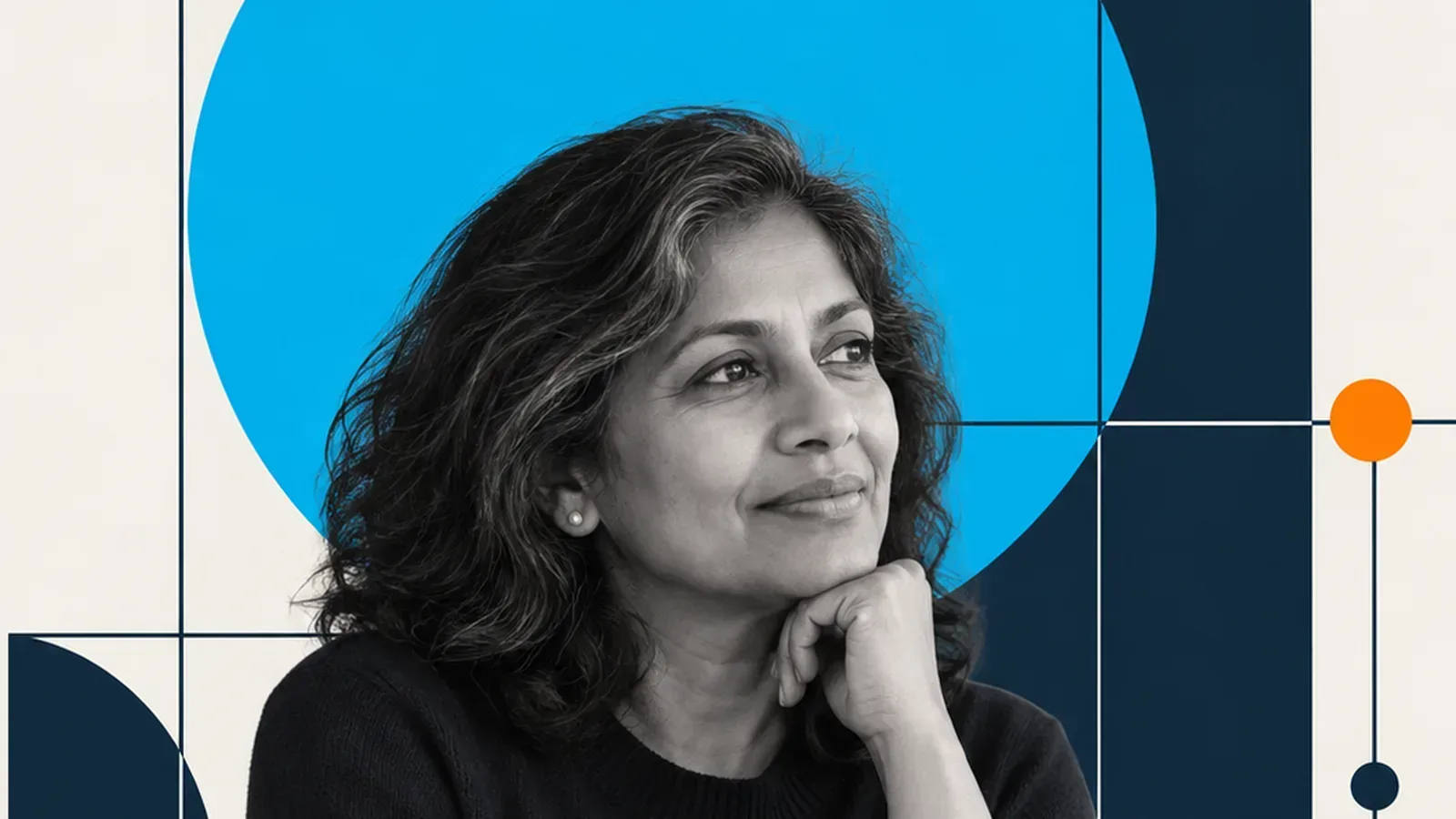 Portrait framed by a network of linked circles, evoking technical SEO learning from architecture to ranking.